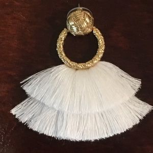 For Love & Lemons White Loop Fringe Earrings